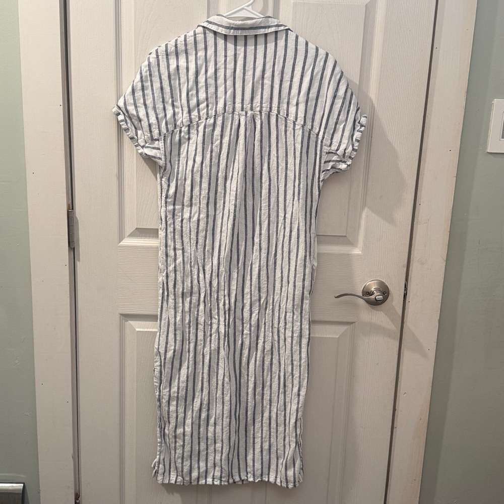 Lucky Brand Navy and White Striped Shirt Dress - Picture 3 of 3